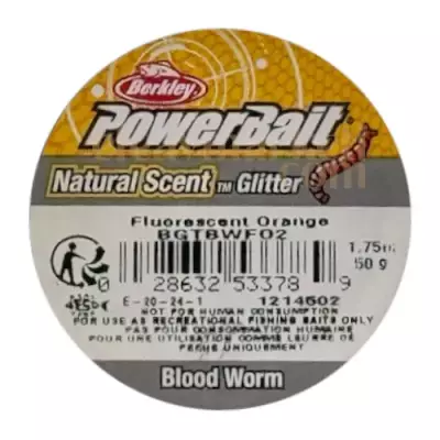Berkley PowerBait Natural Scent Fluorescent Orange Blood Worm 533789 - 3
