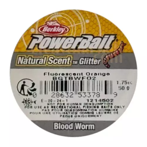 Berkley PowerBait Natural Scent Fluorescent Orange Blood Worm 533789 - 3